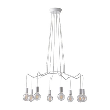 HABITAT SUSPENSION BLANC 8XE27 85X120CM