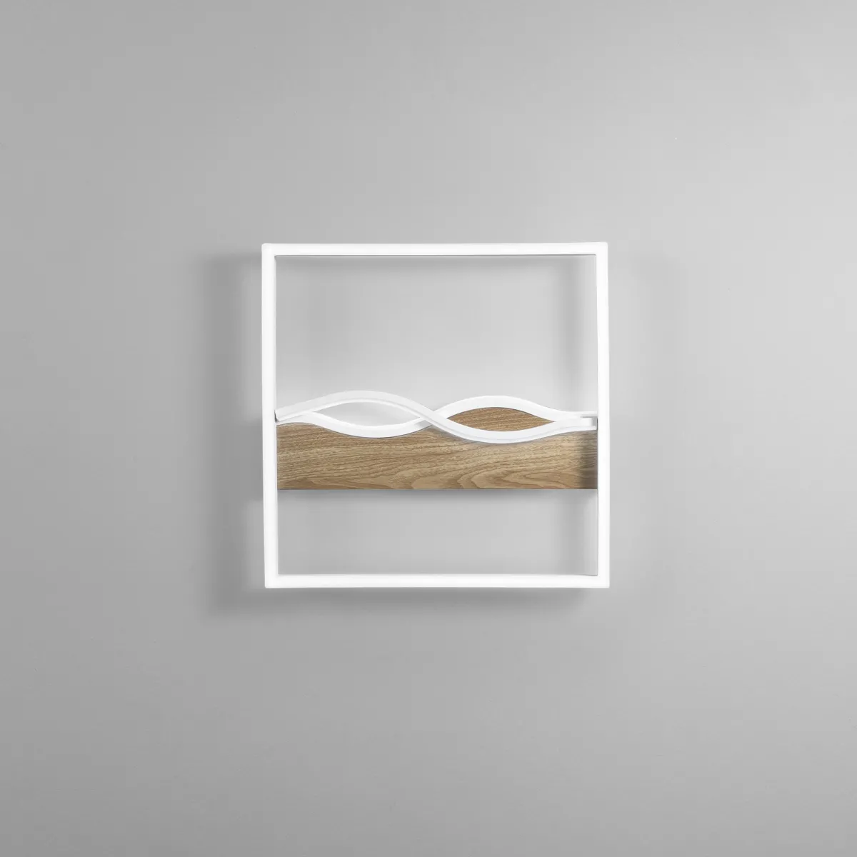 PLAFONIERA LED HAWAII QUADRATA BIANCA/LEGNO 40W 5120LM CCT 40X40X6,3CM