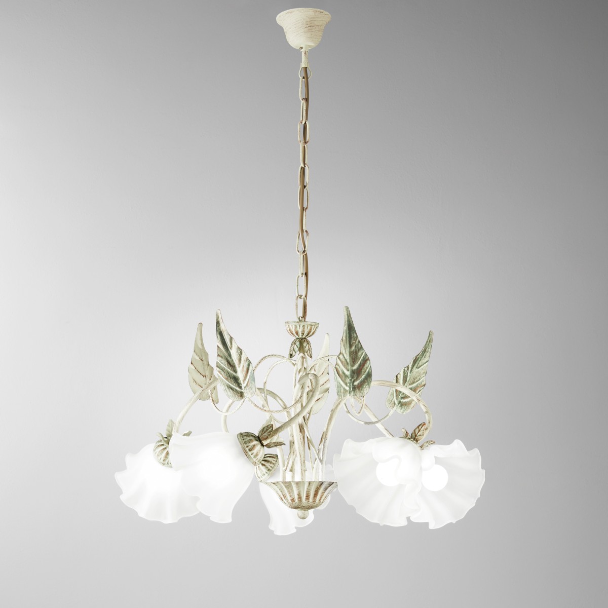 ISOTTA Elfenbeinfarbener Kronleuchter 5XE14 62X100CM
