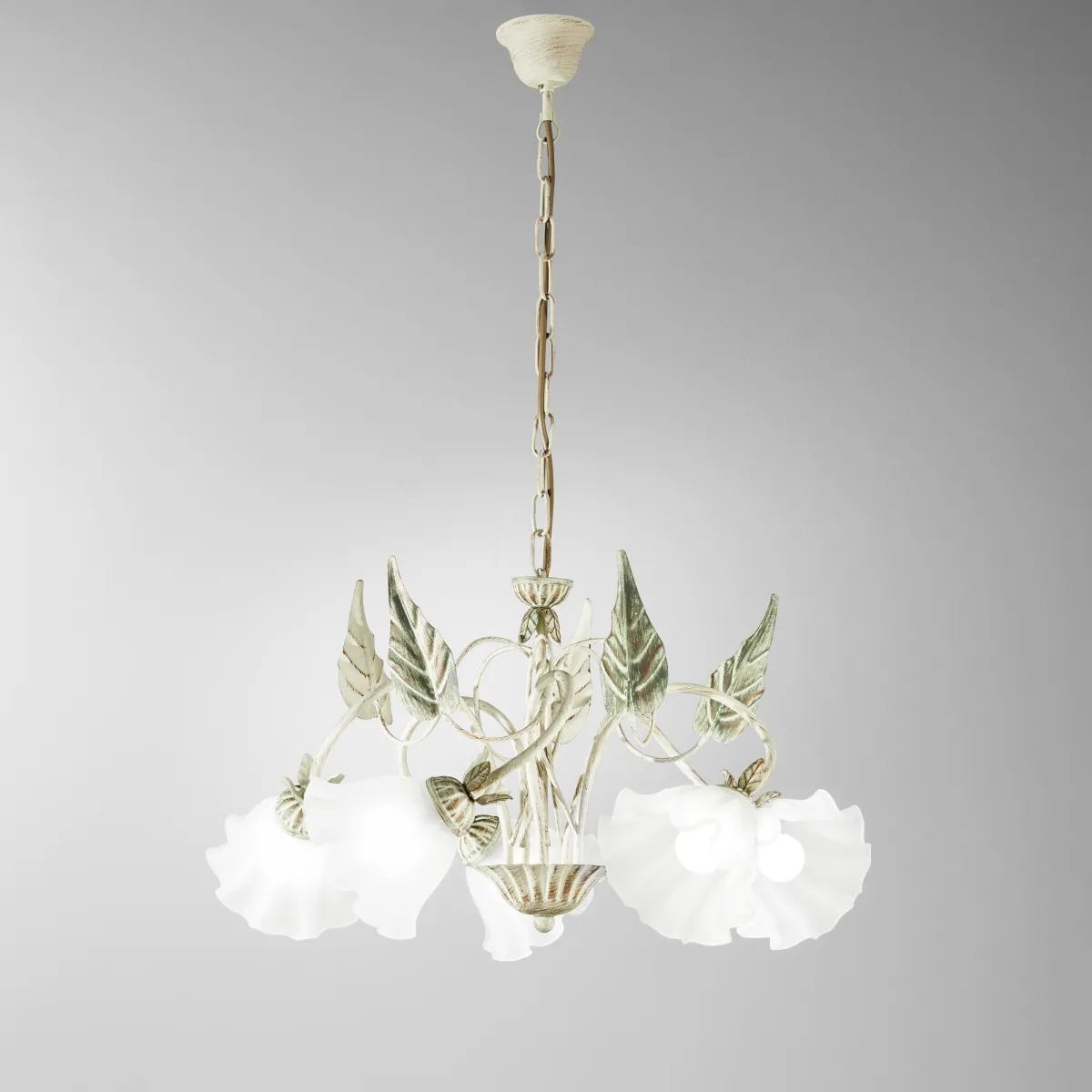 LAMPADARIO ISOTTA AVORIO 5XE14 62X100CM