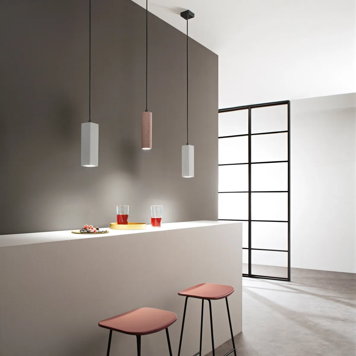 SOSPENSIONE KRUK QUADRATA GRIGIA 1XGU10 7X130CM