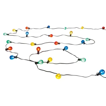 STRINGA ELETTRIFICATA PICNIC NERA 25XE12 0,3W LUCE ROSSA,GIALLA,VERDE E BLU IP44 762CM