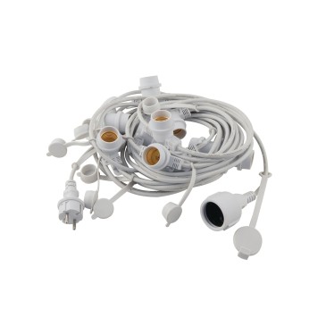 10xE27 IP54 Weiße elektrische Lichterkette für Picknicks mit Schuko-Stecker, 100 cm