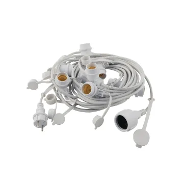 STRINGA ELETTRIFICATA PICNIC BIANCA 10XE27 IP54 CON SPINA SCHUKO 100CM