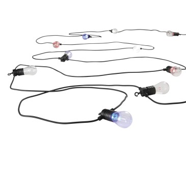 Guirlande lumineuse électrique noire pour pique-nique, 10 ampoules LED 0,5 W 400 lm RGB+CCT, intensité variable, Wi-Fi, IP65, 10