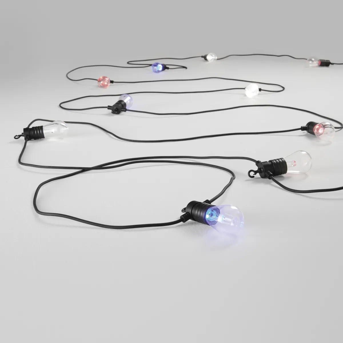 STRINGA ELETTRIFICATA PICNIC NERA 10 LAMPADINE LED 0,5W 400LM RGB+CCT DIMM. Wi-Fi IP65 1000CM