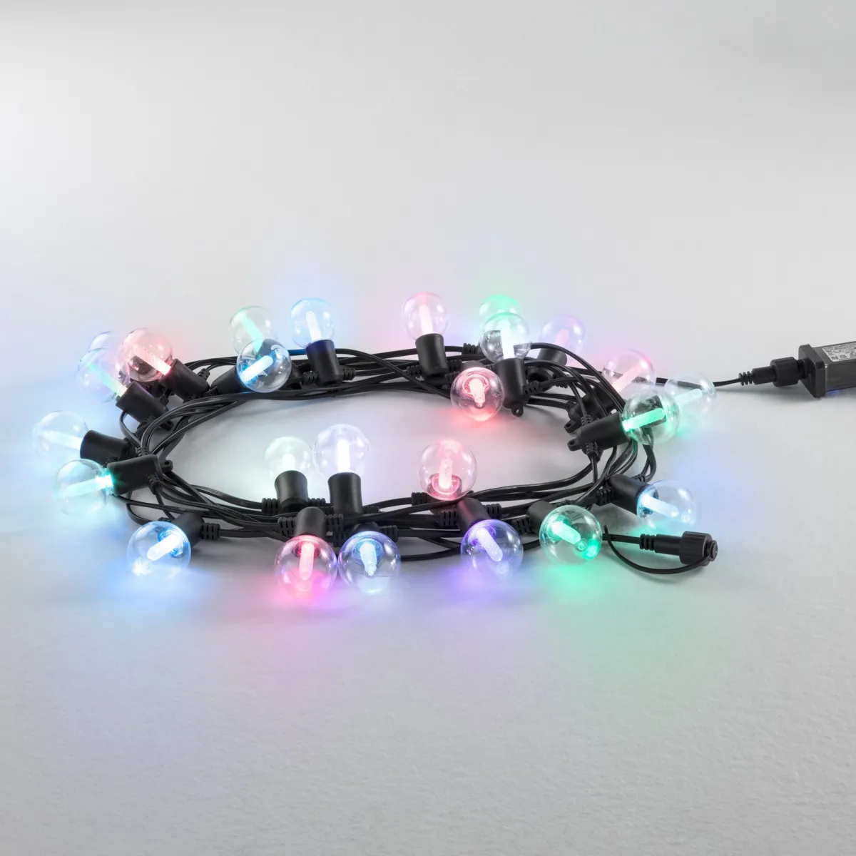 STRINGA LUMINOSA LED PICNIC NERA 12XE12 10W RGB IP44 INCLUSO TELECOMAND 730CM