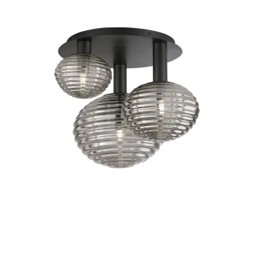 Schwarze Wellen-Deckenleuchte 3xE27 53,5x39x48cm
