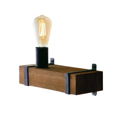 Applique Nera in Legno Naturale E27