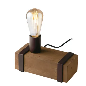 Lampe de table vintage en bois E27 | Mondialshop