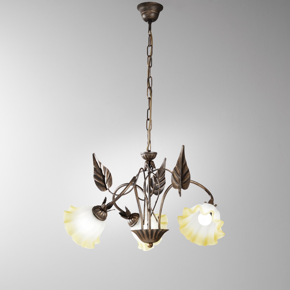 LAMPADARIO TRISTANO MARRONE 3XE14 60X80CM