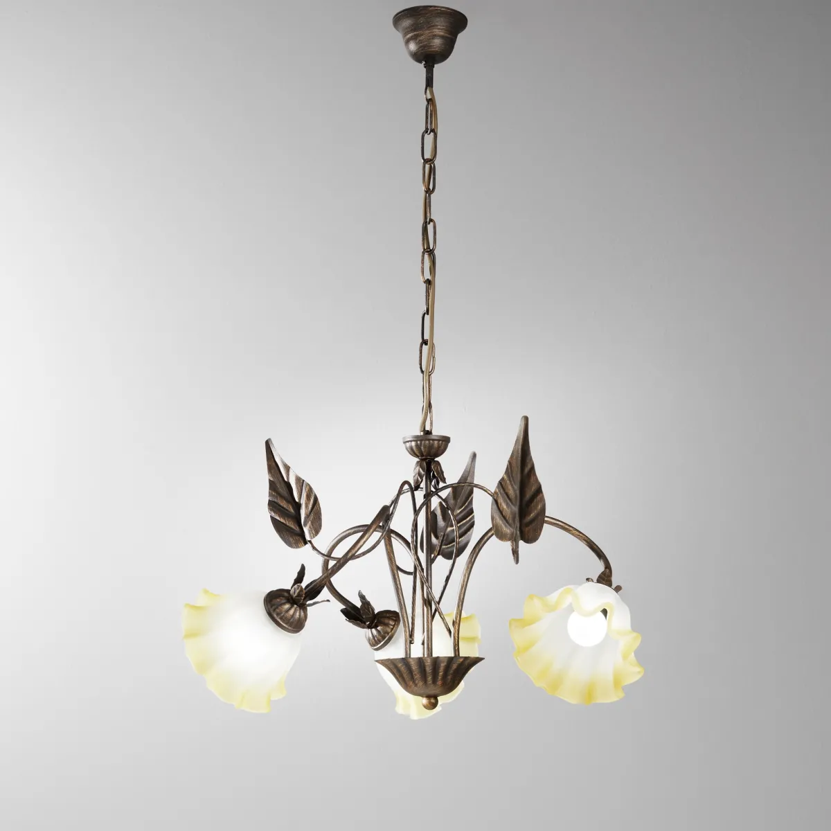 LAMPADARIO TRISTANO MARRONE 3XE14 60X80CM