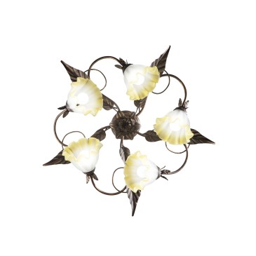 PLAFONIERA TRISTANO MARRONE 5XE14 68X20CM