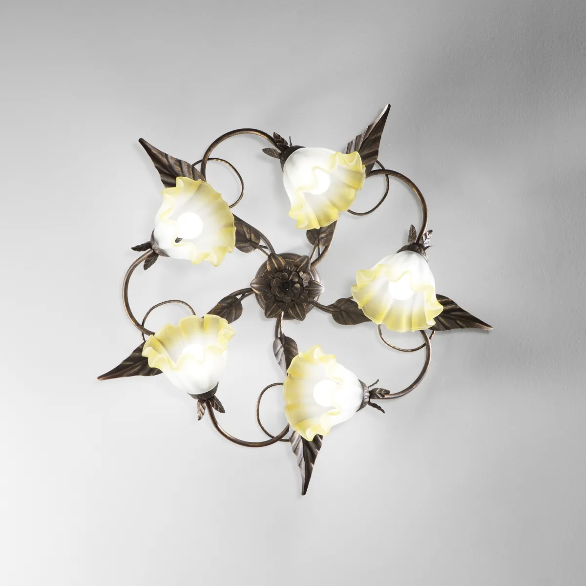 PLAFONIERA TRISTANO MARRONE 5XE14 68X20CM