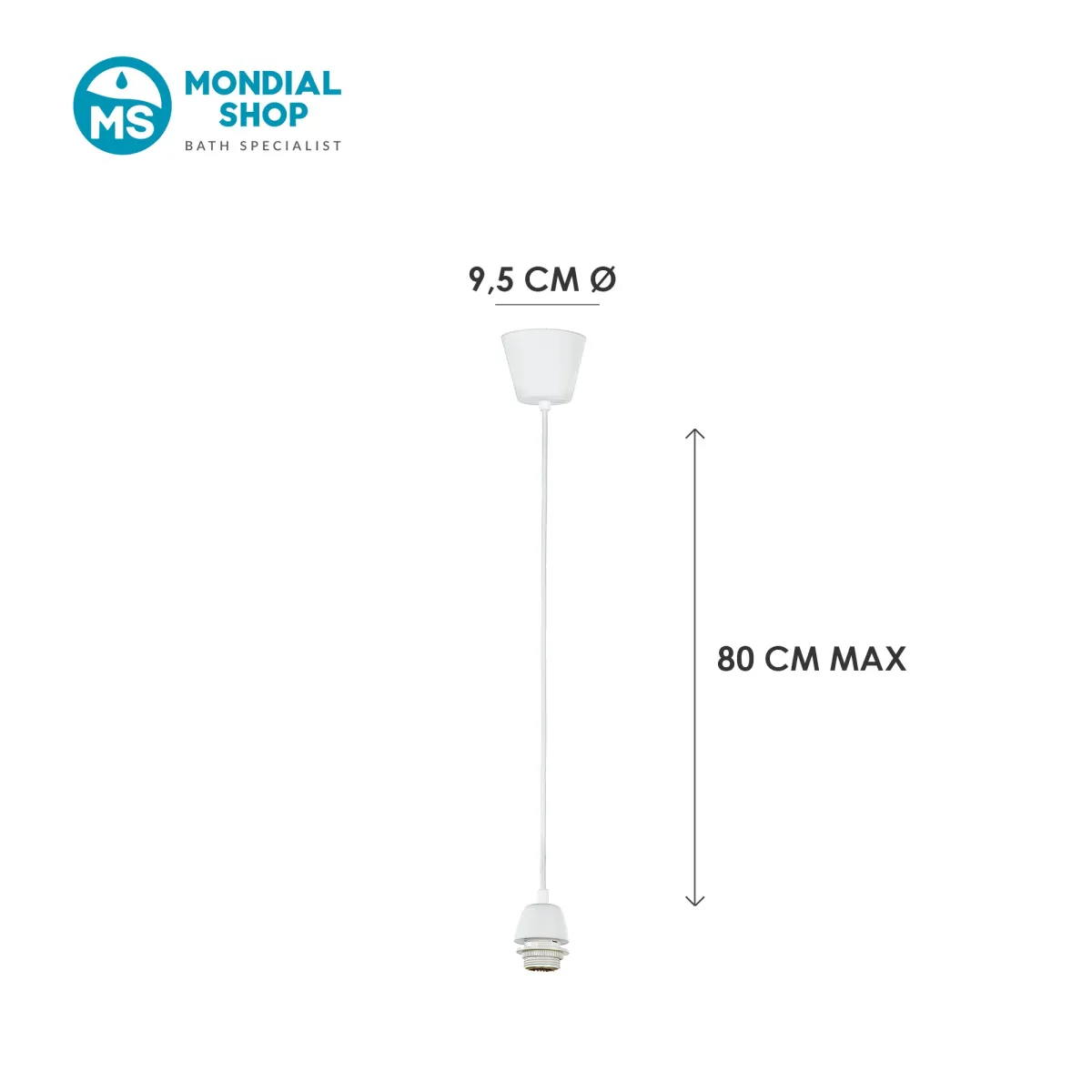 Pendel Bianco E14 in Plastica - Sospensione 80cm | MondialShop