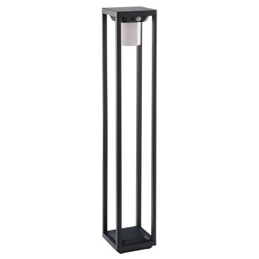 Mât LED anthracite Kyoto 2,5 W 300 lm 4000 K avec panneau solaire et capteur IP44 14,5 x 14,5 x 80 cm