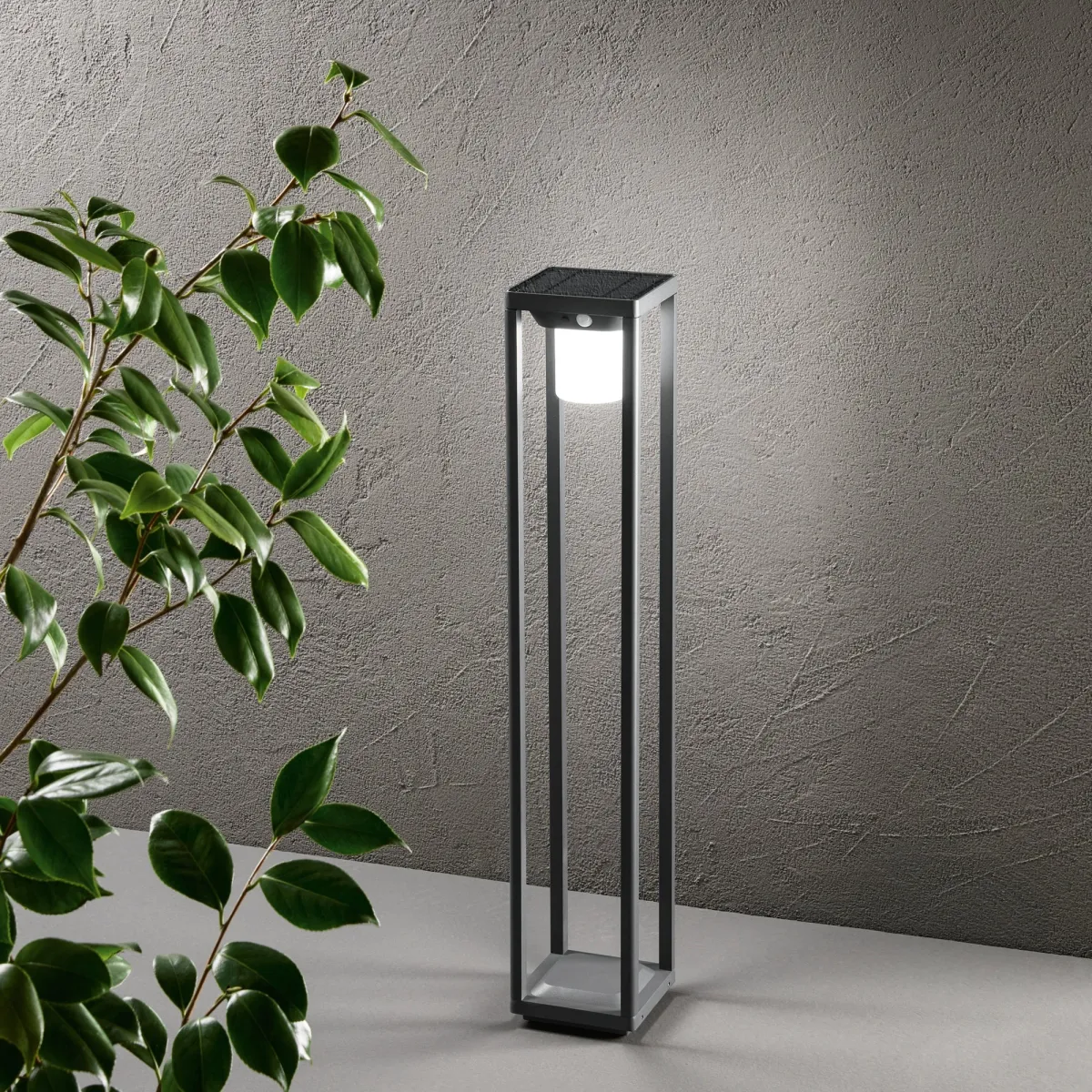 PALO LED KYOTO ANTRACITE 2,5W 300LM 4000K CON PANNELLO SOLARE E SENSORE IP44 14,5X14,5X80CM