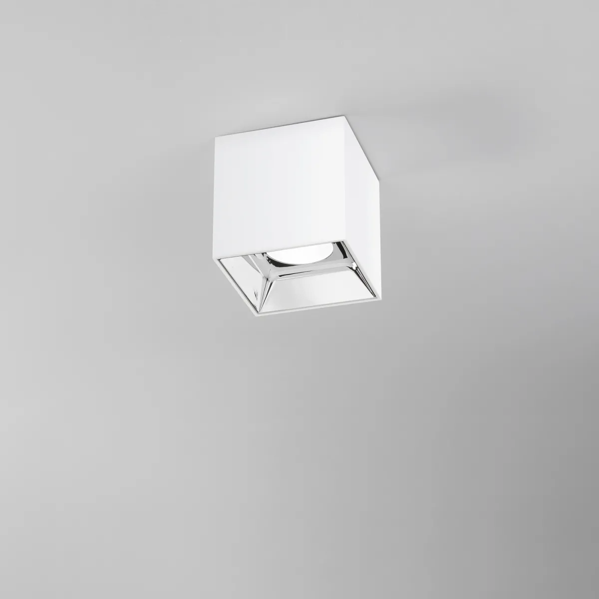 PLAFONIERA LED MIG BIANCA E CROMO IN ACRILICO E ALLUMINIO 20W 2000LM 4000K ANTIABBAGLIAMENTO 11,5X11