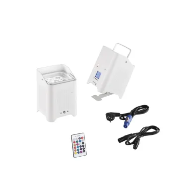 Wiederaufladbarer LED-Showprojektor 6 x 18 W RGBW + UV, WLAN, IP22, 13,6 x 13,6 x 19,6 cm