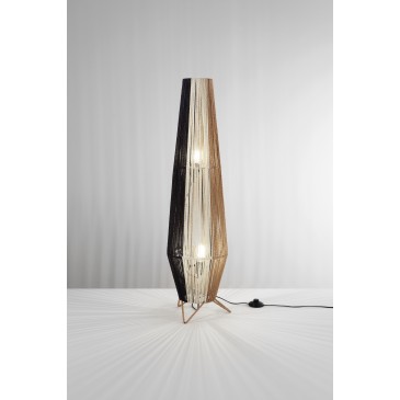 Lampe Coconut Light noire, blanche et marron en métal, 2 ampoules E27, 40 W. Dimensions : diamètre 25 x hauteur 90 cm. Structure