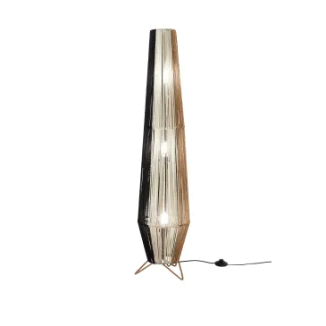 Kokosnussleuchte, schwarz, weiß und braun, Metall, 3 x E27, 40 W, Lampengröße: D25 x H110 cm, Gestell: D25 x H120 cm
