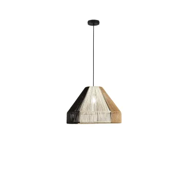Suspension en noix de coco, coloris noir, marron et blanc, douille E27, 40 W. Dimensions : diamètre 45 cm, hauteur 30 cm. Struct