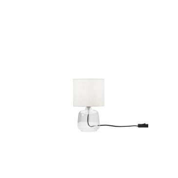 Lampe en verre transparent émeraude avec abat-jour en tissu 1 x E14, structure Ø 15 x 25 cm, abat-jour Ø 15 x 16 cm