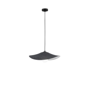 LENGLEN Hängeleuchte aus schwarzem Filz, 2 m Kabel, 50 cm Lampenschirm, 1x E27