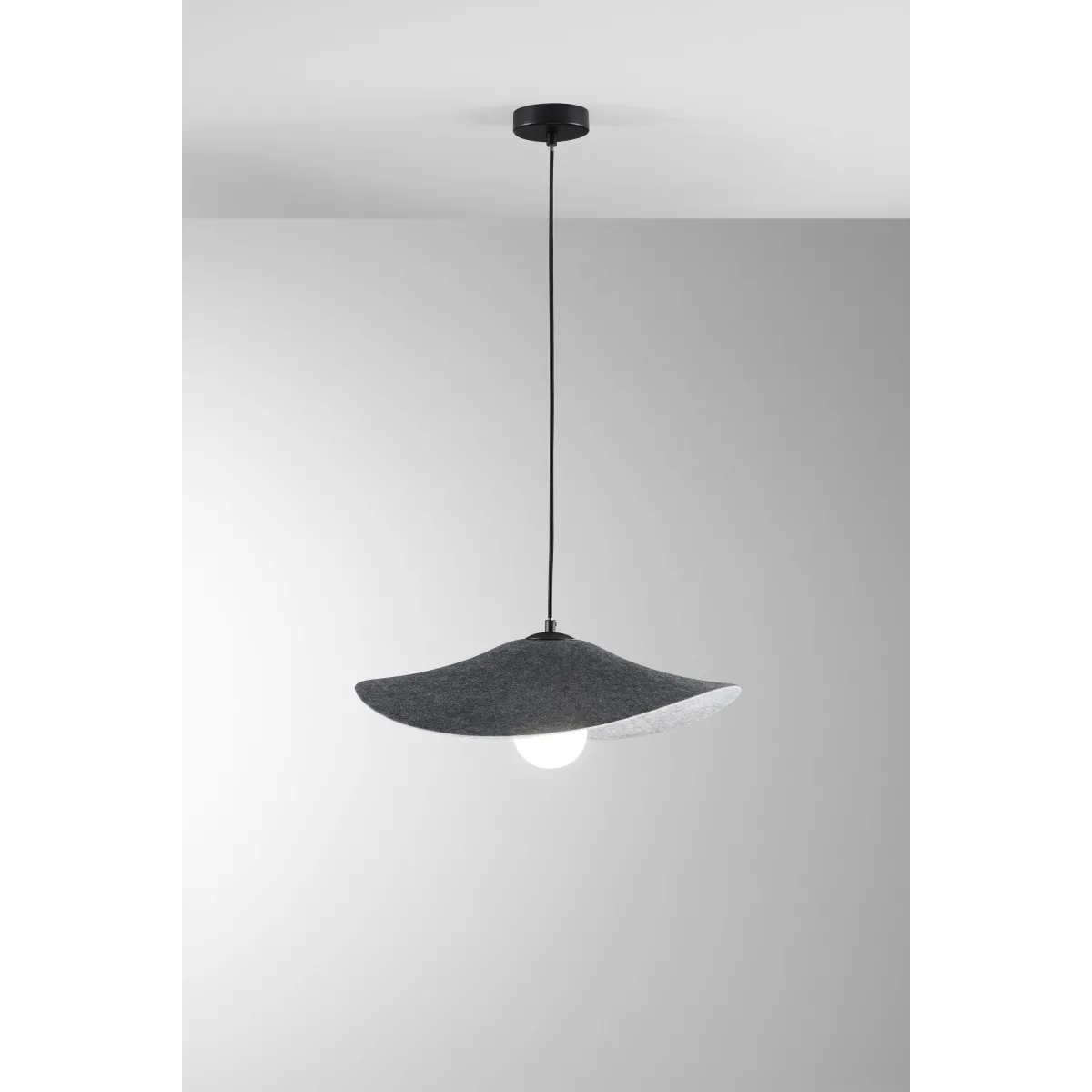 LENGLEN Hängeleuchte aus schwarzem Filz, 2 m Kabel, 50 cm...