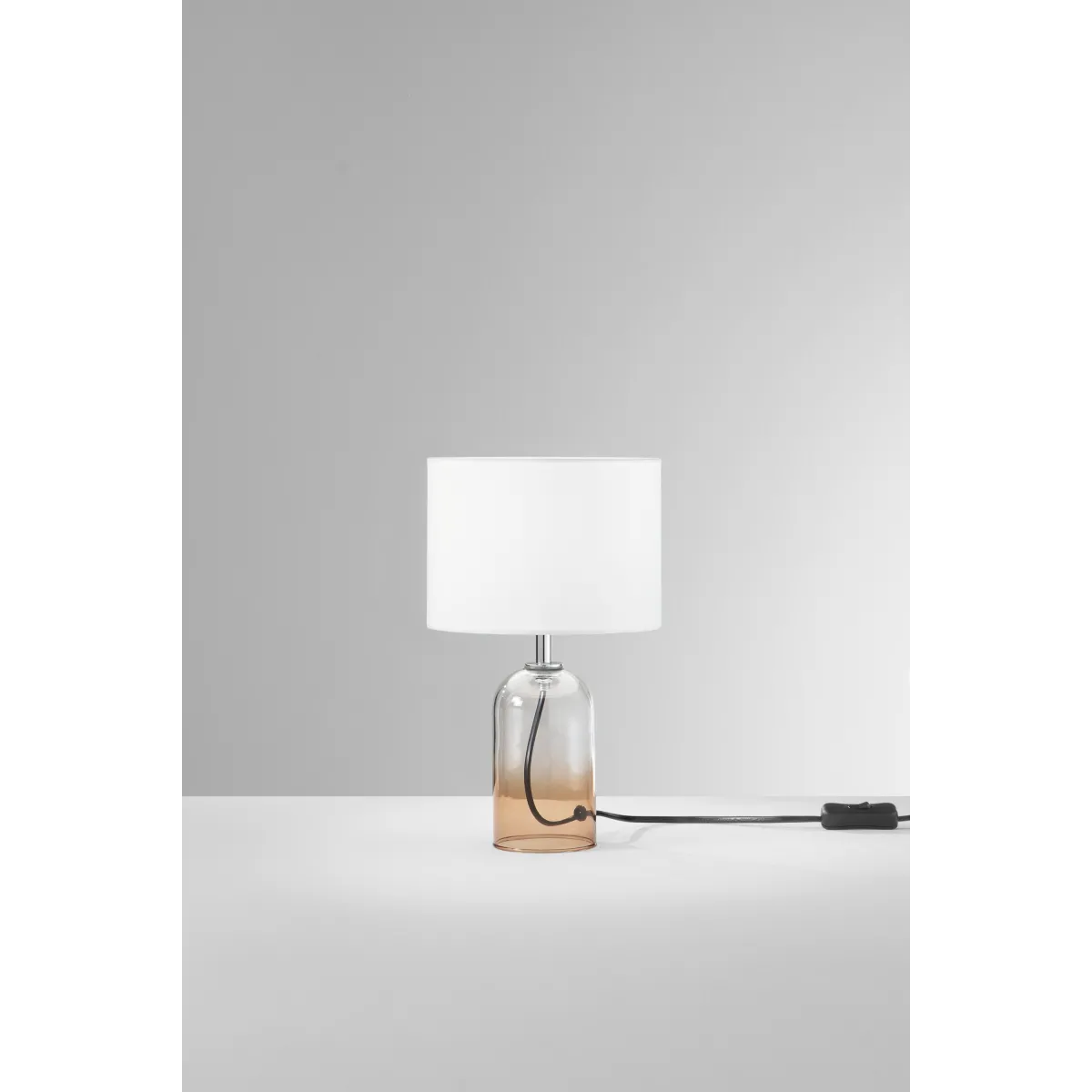 Lampe en verre ambré London avec abat-jour en tissu 1 x...