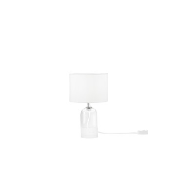 Lampe en verre blanc London avec abat-jour en tissu, douille E14, structure Ø 18 x 30,1 cm, abat-jour Ø 18 x 15 cm
