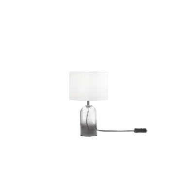 Lampe en verre gris Londres avec abat-jour en tissu 1 x E14, structure Ø 18 x 30,1 cm, abat-jour Ø 18 x 15 cm