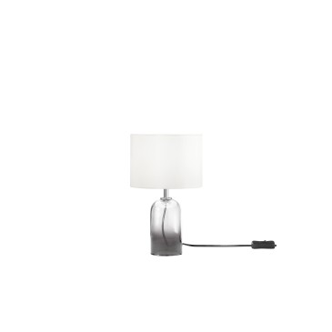 Londoner graue Glaslampe mit Stoffschirm, 1 x E14-Fassung, Durchmesser 18 x 30,1 cm, Schirmdurchmesser 18 x 15 cm