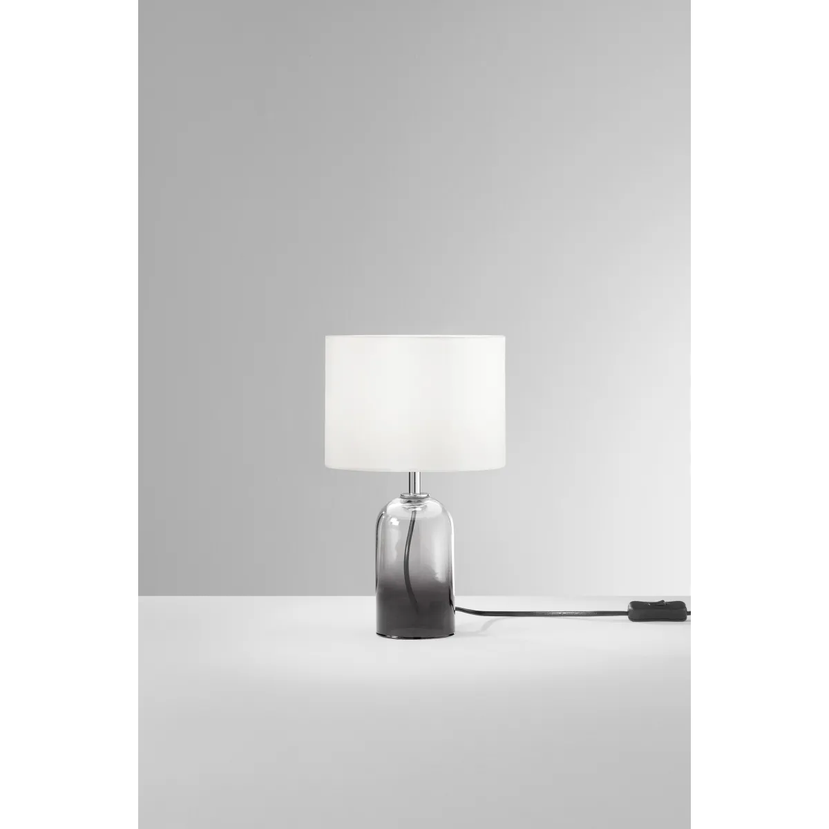 Lampe en verre gris Londres avec abat-jour en tissu 1 x...