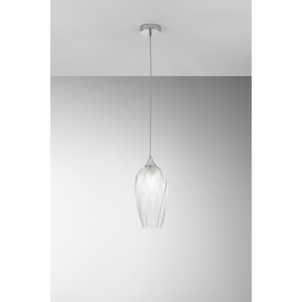 Suspension en verre transparent Majesty 1XE27 16X120CM