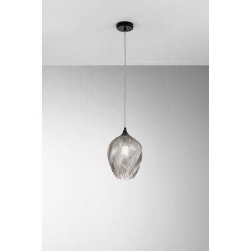Suspension en verre gris...