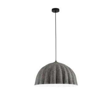 Suspension midi en feutre gris/blanc, câble de 2 m, abat-jour de 53 cm, culot E27