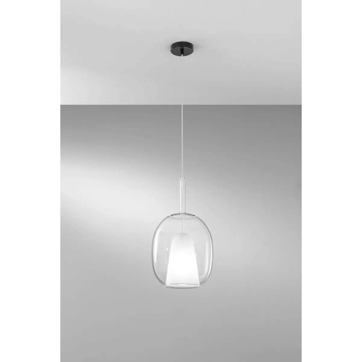 Transparente Pyrex-Glasaufhängung 1xE27 25x120cm