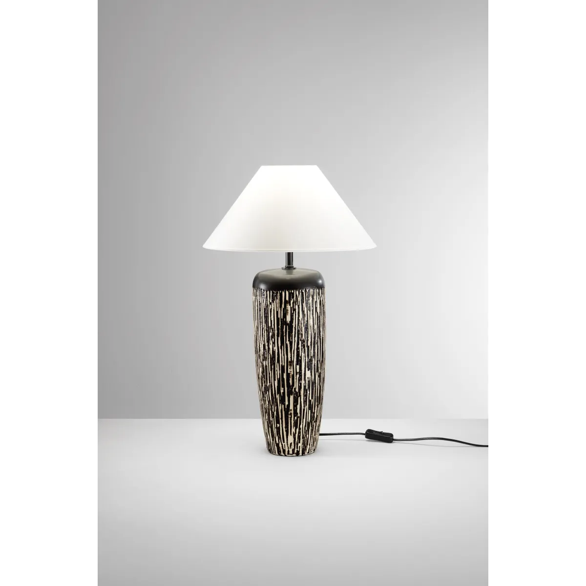 Lampe en céramique marron et blanche Savana, douille E27,...
