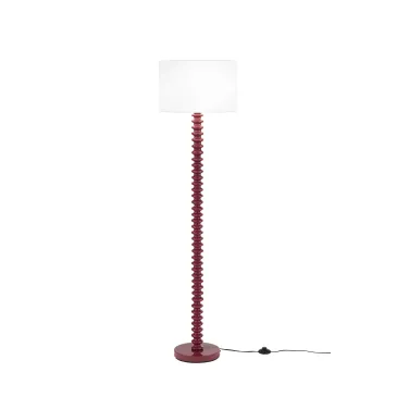 Lampadaire Sultan rouge en métal et velours, 1 ampoule E27 15 W, diamètre 40 x hauteur 20 cm, dimensions de la structure : 40 x 