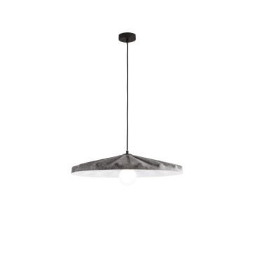 Suspension Wimbledon en feutre gris, câble de 2 m, abat-jour de 69 cm, 1 ampoule E27
