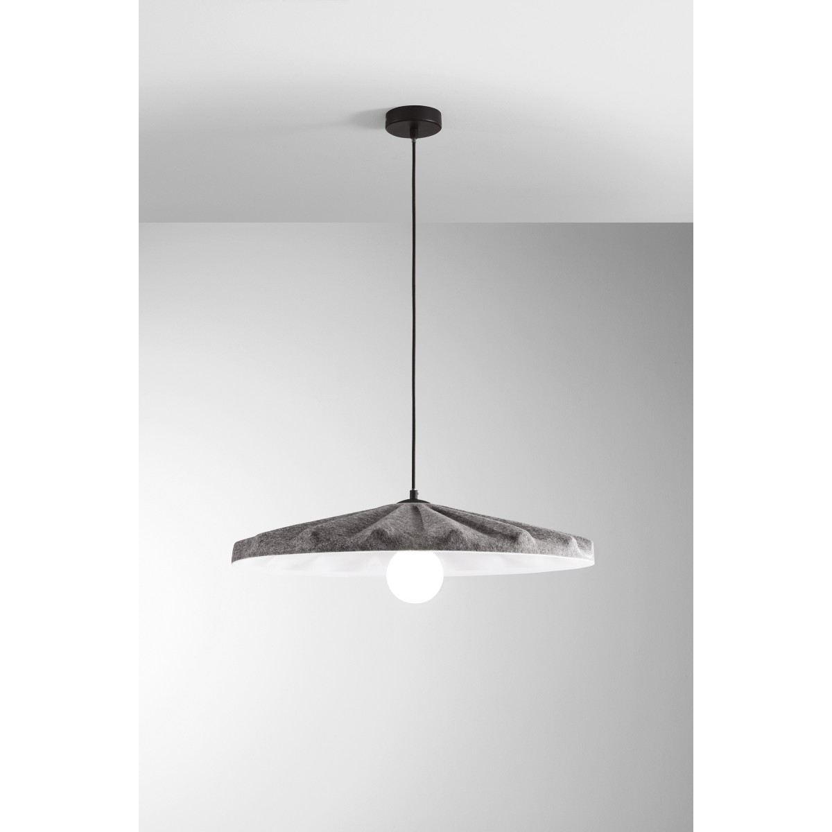 WIMBLEDON Hängeleuchte aus grauem Filz, 2 m Kabel, 69 cm...