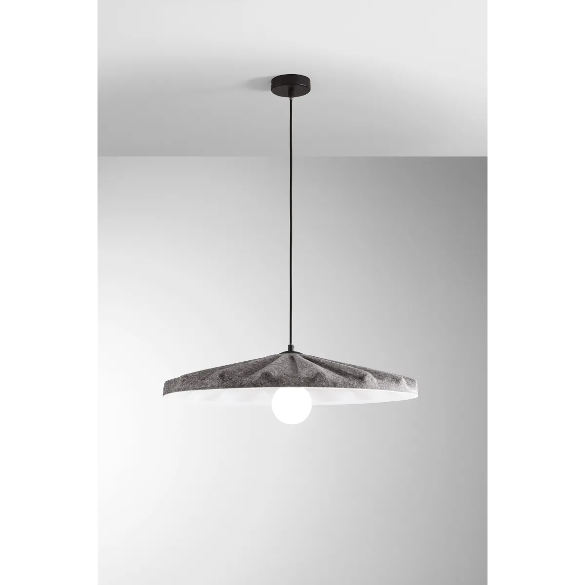 WIMBLEDON Hängeleuchte aus grauem Filz, 2 m Kabel, 69 cm...
