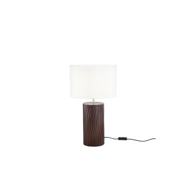 Lampe en bois brun, 1 douille E27, structure 30 x 50 cm, abat-jour 30 x 18,5 cm