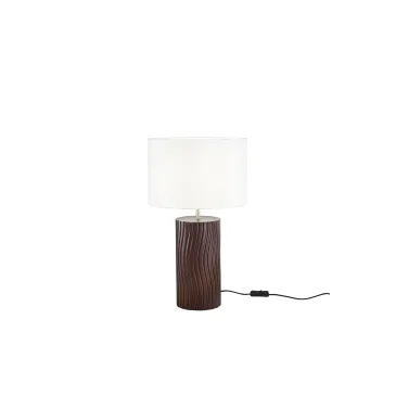 Lampe en bois brun, 1 douille E27, structure 30 x 50 cm, abat-jour 30 x 18,5 cm