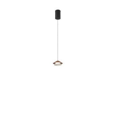 Suspension LED ATREO marron et beige en métal et aluminium 5W 3000K D13 x 200 cm