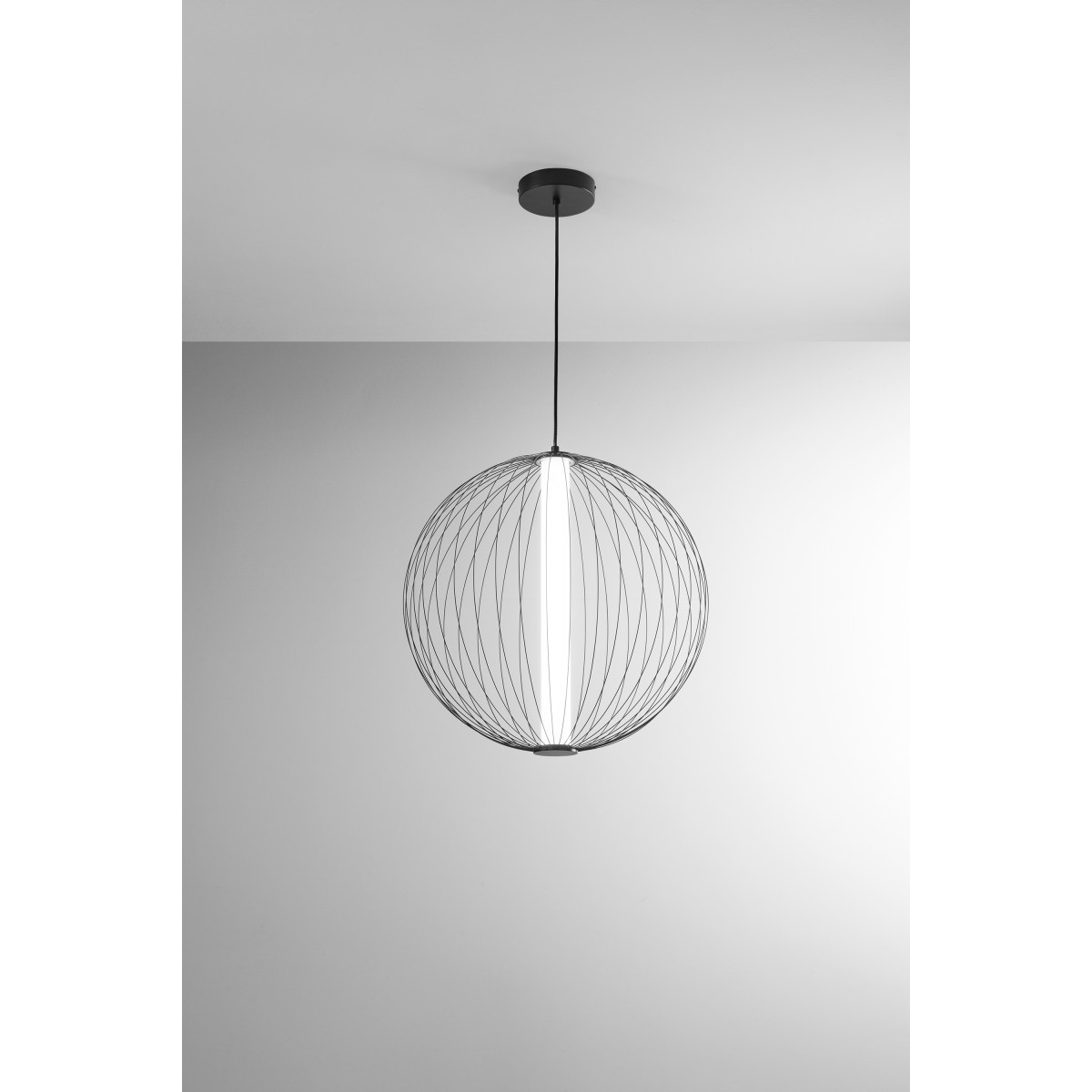 Suspension LED noire SEXTANT en manganèse 28W 3500LM...