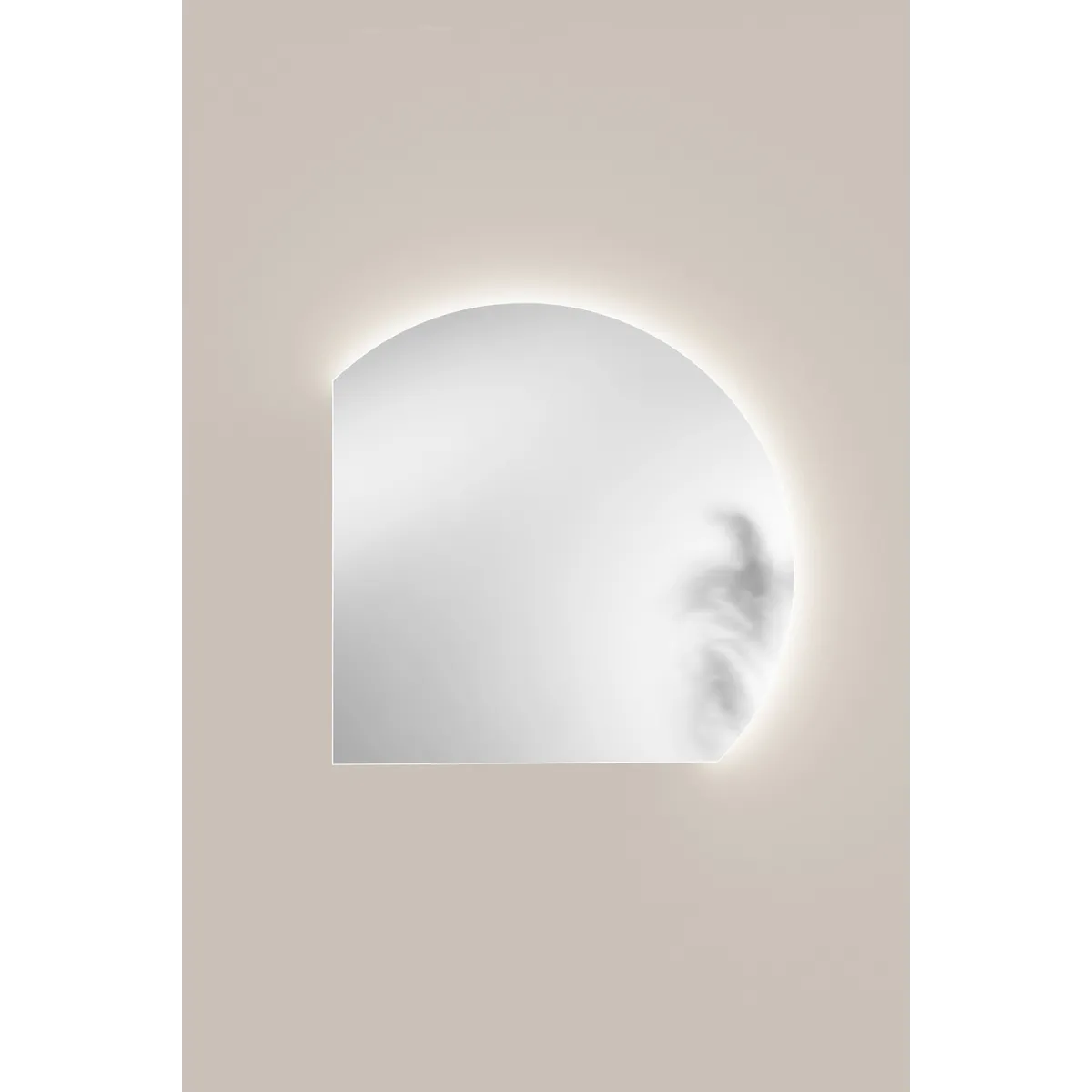 Specchio SUNSET con illuminazione a LED, tondo con doppio taglio a 90°, CCT 2 temperature, pellicola antideflagrante, 85 x 85 cm