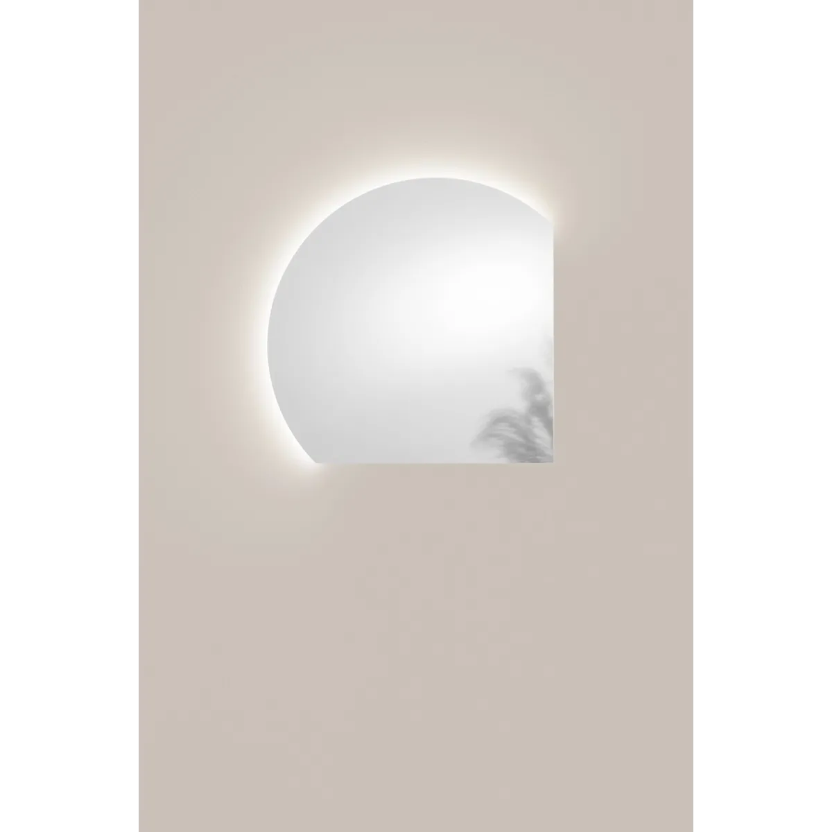 Specchio SUNSET con illuminazione a LED, tondo con doppio taglio a 90°, CCT 2 temperature, pellicola antideflagrante, 68 x 68 cm
