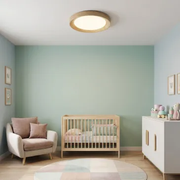 Plafoniera LED moderna da soffitto bianca in simil legno 35W